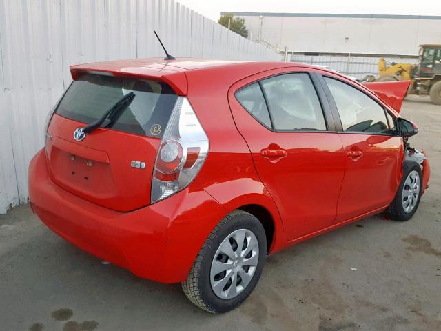 JTDKDTB32E1083275 - 2014 TOYOTA PRIUS C RED photo 4