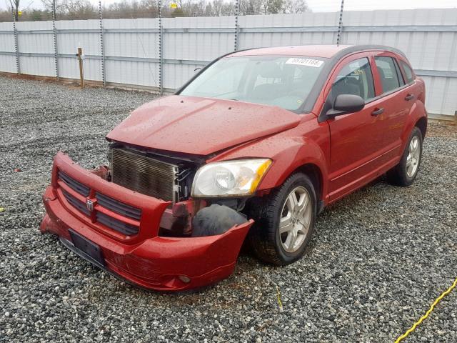 1B3HB48B77D235834 - 2007 DODGE CALIBER SX RED photo 2