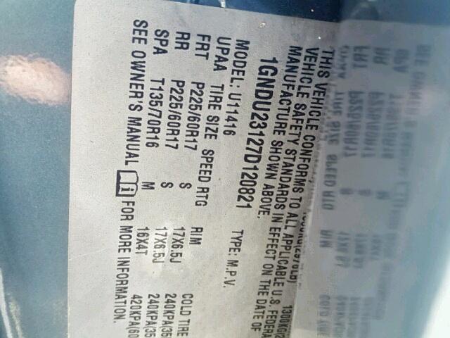 1GNDU23127D120821 - 2007 CHEVROLET UPLANDER L Mavi foto 10