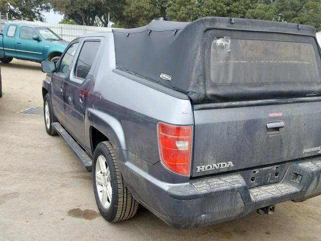 5FPYK1F5XAB009692 - 2010 HONDA RIDGELINE GRAY photo 3