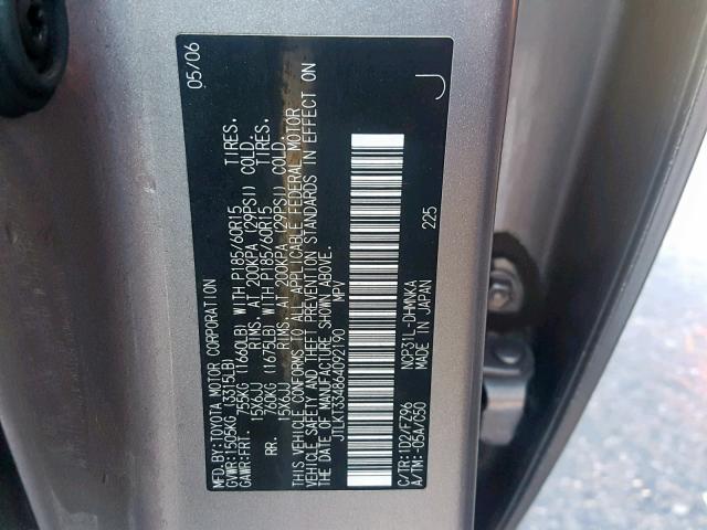 JTLKT334864092190 - 2006 TOYOTA SCION XB Күміс фото 10