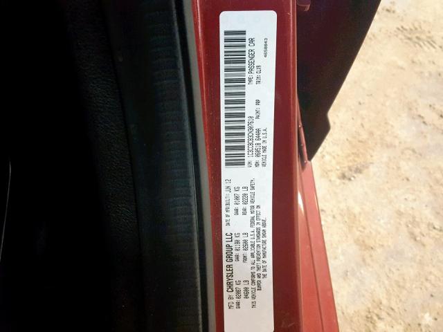 1C3CCBCB3CN307610 - 2012 CHRYSLER 200 LIMITE MAROON photo 10