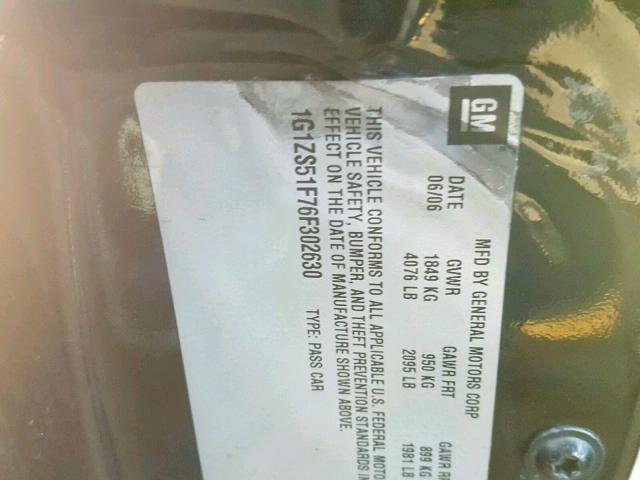 1G1ZS51F76F302630 - 2006 CHEVROLET MALIBU LS Qara foto 10