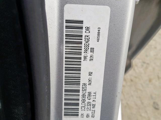 1C3LC46K08N192530 - 2008 CHRYSLER SEBRING LX SILVER photo 10