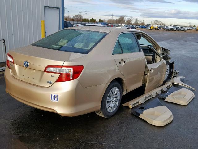 4T1BD1FK7CU054903 - 2012 TOYOTA CAMRY HYBR GOLD photo 4