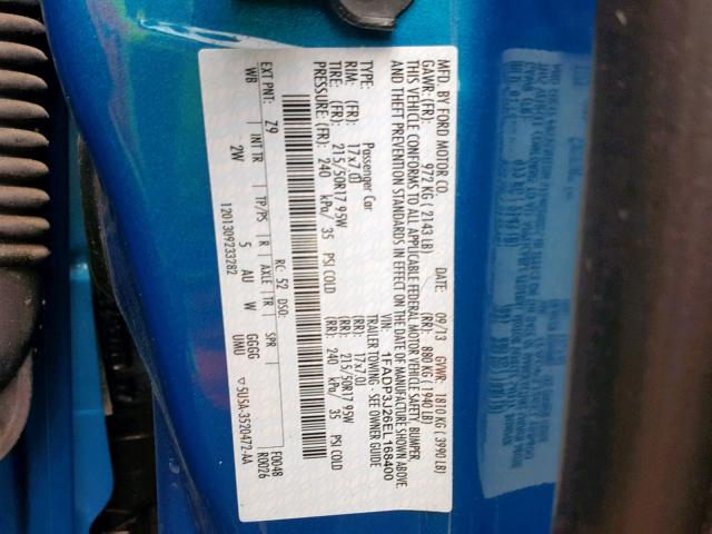 1FADP3J26EL168400 - 2014 FORD FOCUS TITA BLUE photo 10