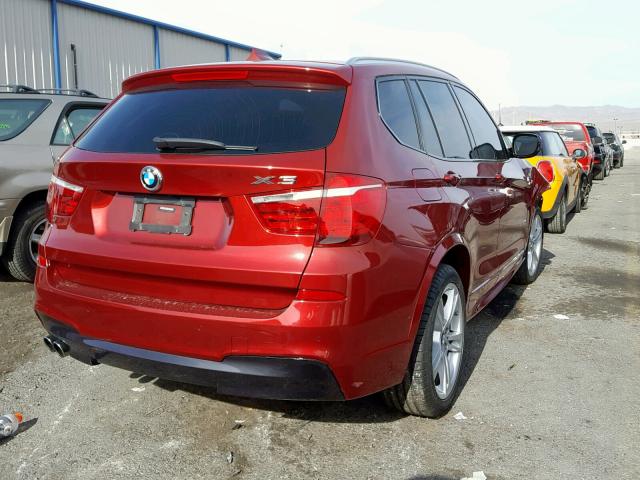 5UXWX7C59E0E81509 - 2014 BMW X3 XDRIVE3 RED photo 4