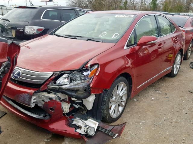 JTHBB1BA7A2025044 - 2010 LEXUS HS 250H RED photo 2