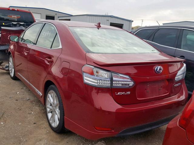 JTHBB1BA7A2025044 - 2010 LEXUS HS 250H RED photo 3