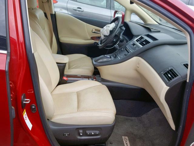 JTHBB1BA7A2025044 - 2010 LEXUS HS 250H RED photo 5