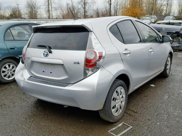 JTDKDTB34D1535080 - 2013 TOYOTA PRIUS C SILVER photo 4