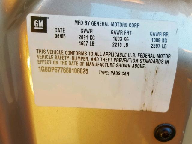 1G6DP577660106025 - 2006 CADILLAC CTS HI FEA TAN photo 10