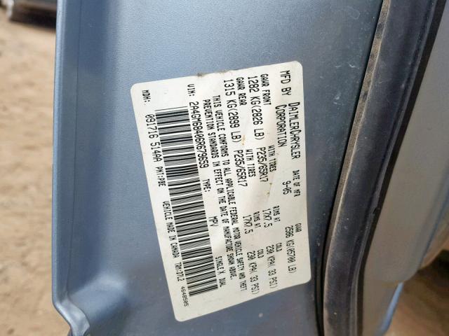 2A4GM68406R679659 - 2006 CHRYSLER PACIFICA T BLUE photo 10