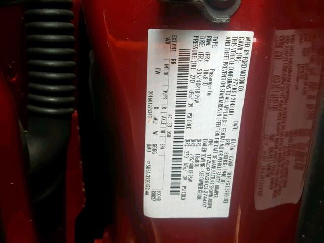 1FADP3N26GL274407 - 2016 FORD FOCUS TITA RED photo 10