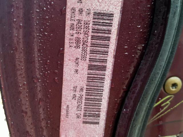 1B3ES47C9WD685593 - 1998 DODGE NEON HIGHL MAROON photo 10