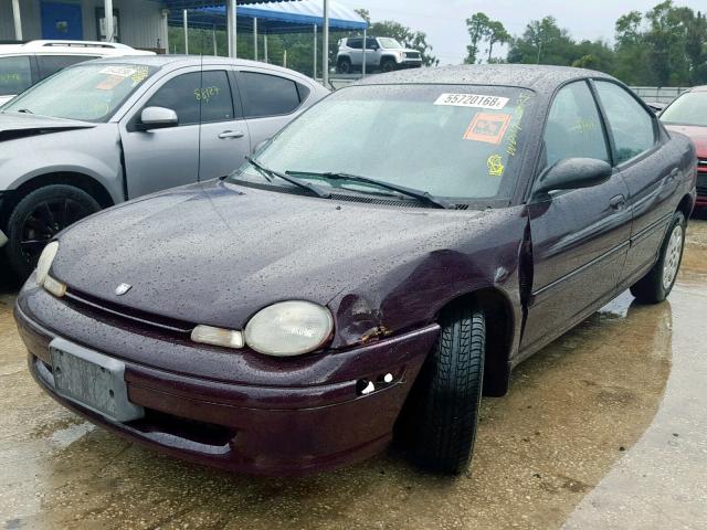 1B3ES47C9WD685593 - 1998 DODGE NEON HIGHL MAROON photo 2