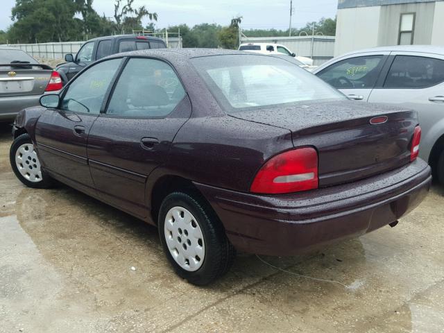 1B3ES47C9WD685593 - 1998 DODGE NEON HIGHL MAROON photo 3