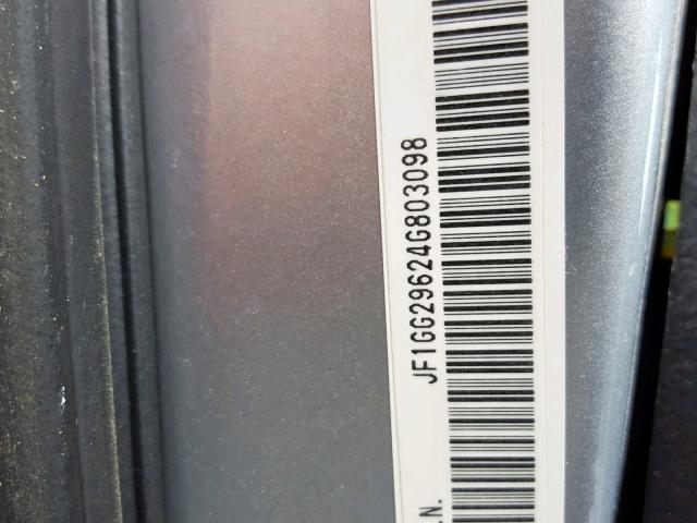 JF1GG29624G803098 - 2004 SUBARU IMPREZA WR SILVER photo 10