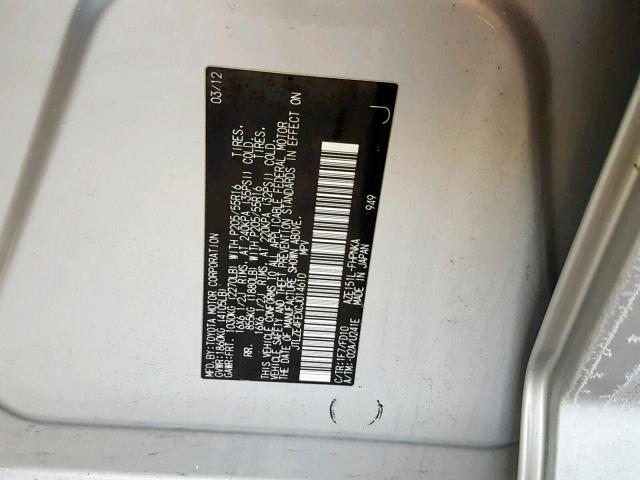 JTLZE4FEXCJ014610 - 2012 TOYOTA SCION XB Күміс фото 10