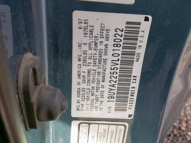 19UYA2255VL018022 - 1997 ACURA 3.0CL BLUE photo 10