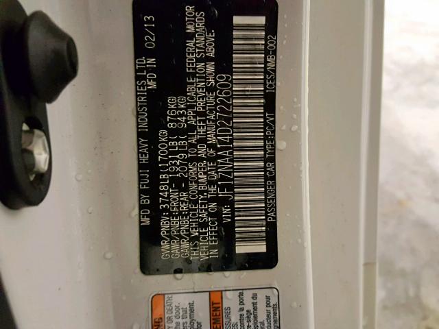 JF1ZNAA14D2722609 - 2013 TOYOTA SCION FR-S WHITE photo 10