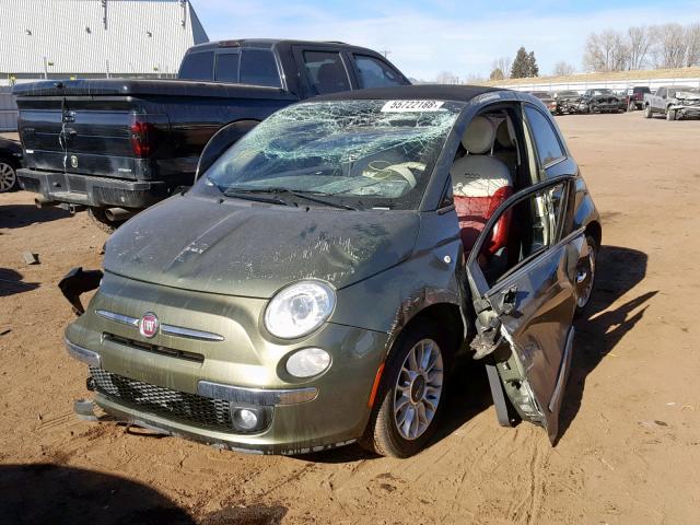 3C3CFFER8CT213294 - 2012 FIAT 500 LOUNGE GREEN photo 2