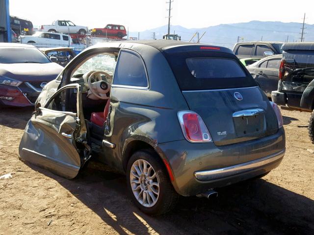 3C3CFFER8CT213294 - 2012 FIAT 500 LOUNGE GREEN photo 3