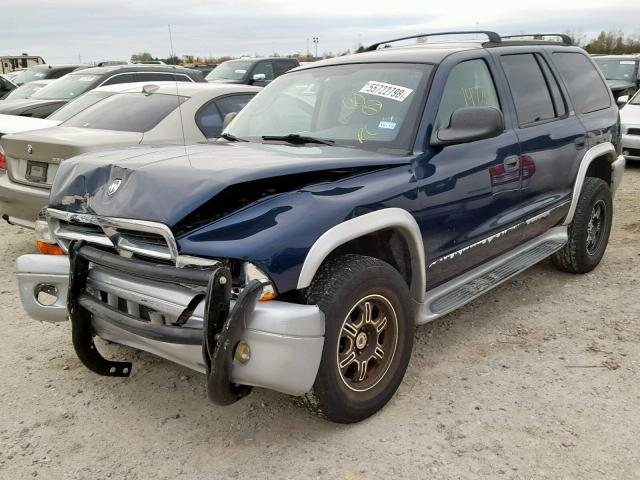 1B4HS58Z42F203970 - 2002 DODGE DURANGO SL BLUE photo 2