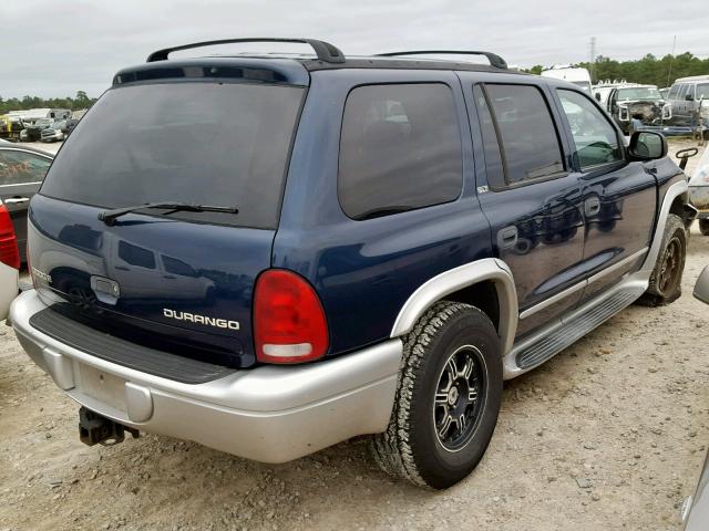 1B4HS58Z42F203970 - 2002 DODGE DURANGO SL BLUE photo 4