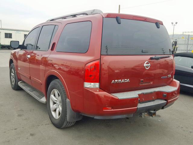 5N1BA08D58N615781 - 2008 NISSAN ARMADA SE RED photo 3