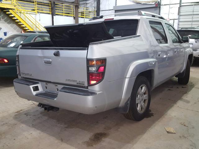 2HJYK165X6H521412 - 2006 HONDA RIDGELINE SILVER photo 4