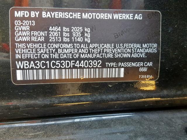 WBA3C1C53DF440392 - 2013 BMW 328 I SULE BLACK photo 10