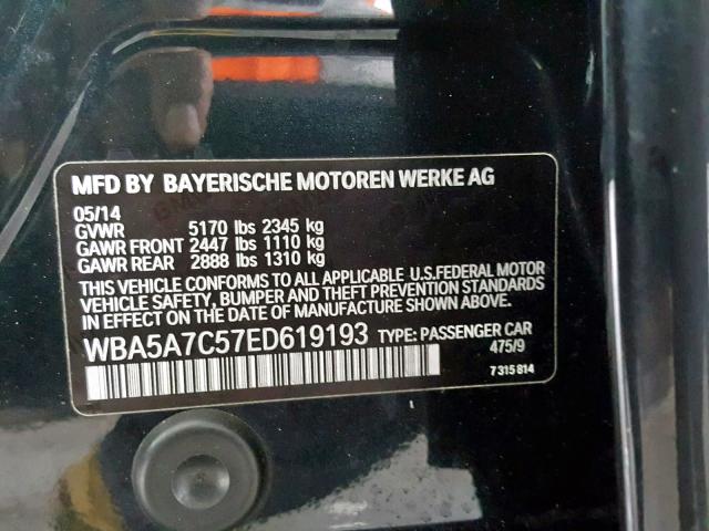 WBA5A7C57ED619193 - 2014 BMW 528 XI BLACK photo 10