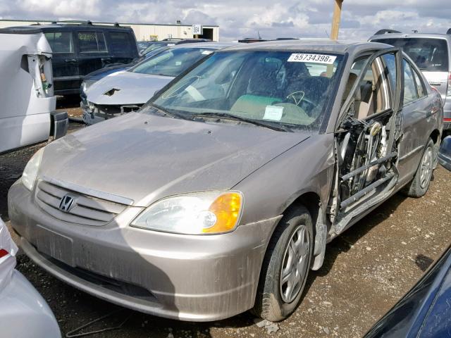 2HGES16361H924240 - 2001 HONDA CIVIC DX GOLD photo 2