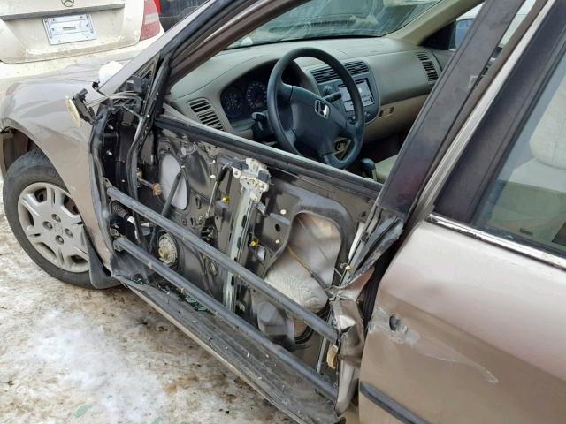 2HGES16361H924240 - 2001 HONDA CIVIC DX GOLD photo 9