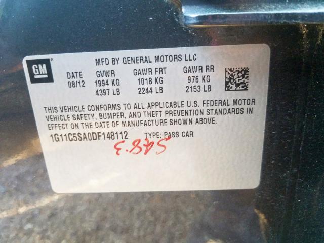 1G11C5SA0DF148112 - 2013 CHEVROLET MALIBU 1LT  照片 10