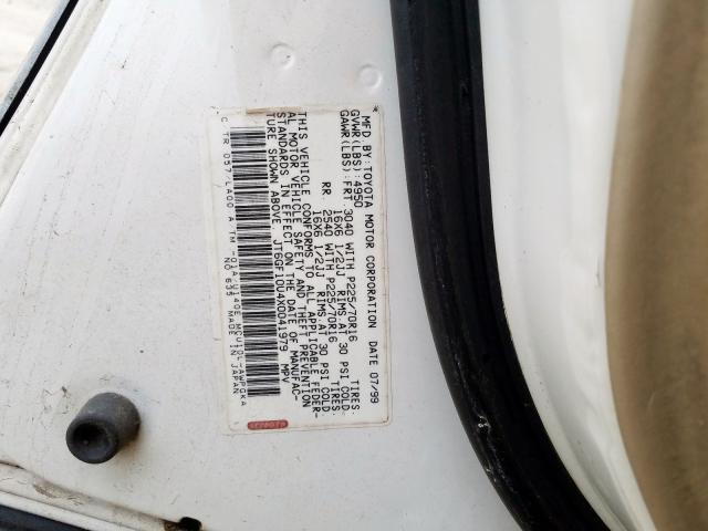 JT6GF10U4X0041979 - 1999 LEXUS RX 300 WHITE photo 10