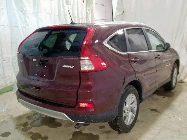 2HKRM4H7XFH638529 - 2015 HONDA CR-V EXL BURGUNDY photo 4