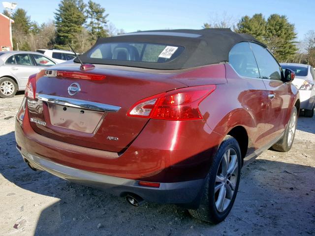 JN8AZ1FY6BW000134 - 2011 NISSAN MURANO CRO BURGUNDY photo 4