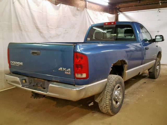 3D7KU26D04G116065 - 2004 DODGE RAM 2500 S BLUE photo 4