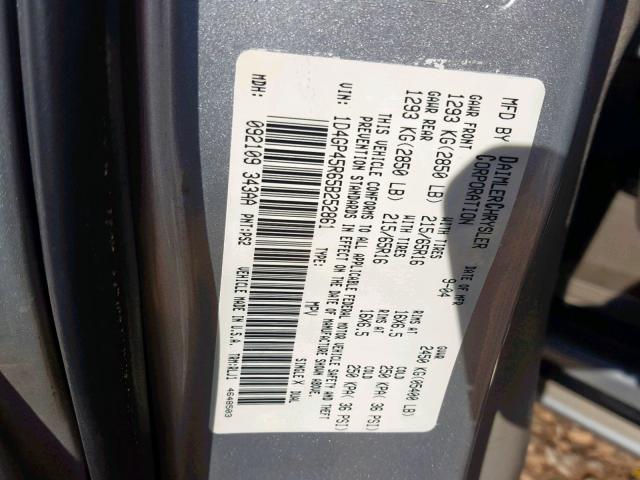 1D4GP45R65B252861 - 2005 DODGE CARAVAN SX SILVER photo 10