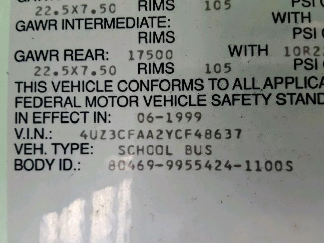 4UZ3CFAA2YCF48637 - 2000 FREIGHTLINER CHASSIS FS ლურჯი ფოტო 10