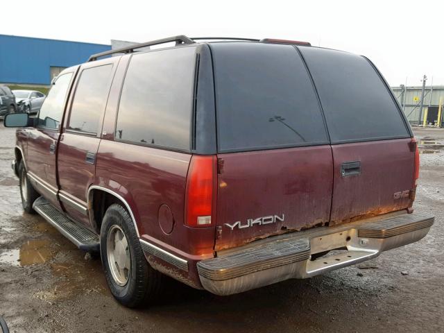 1GKEC13R0XJ756045 - 1999 GMC YUKON BURGUNDY photo 3