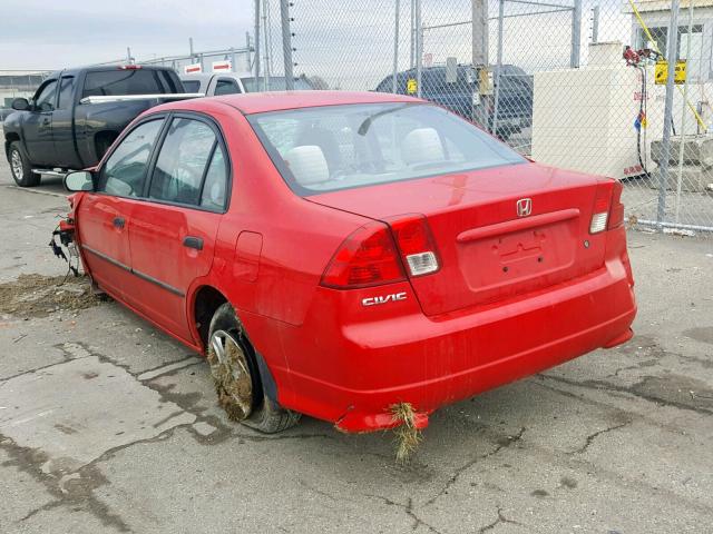 1HGES163X5L017693 - 2005 HONDA CIVIC DX V RED photo 3