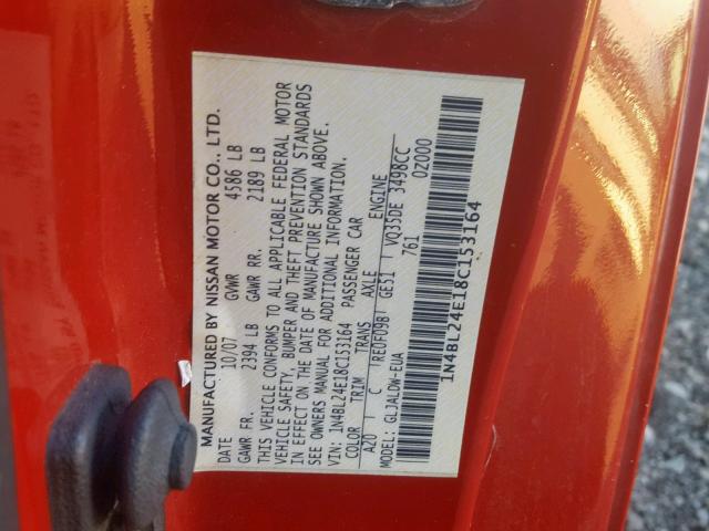 1N4BL24E18C153164 - 2008 NISSAN ALTIMA 3.5 RED photo 10