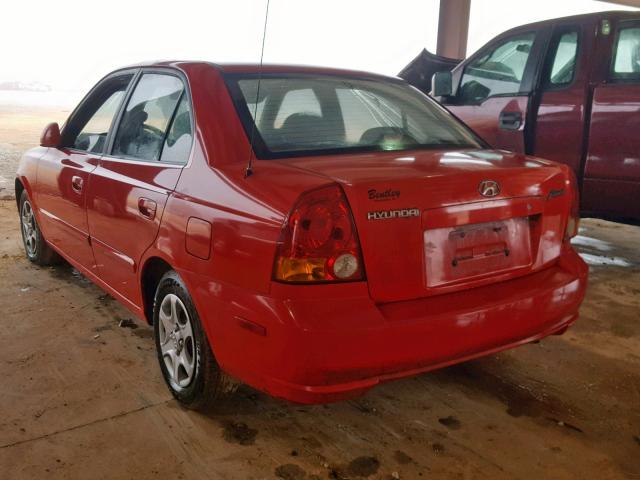 KMHCG45C75U605163 - 2005 HYUNDAI ACCENT GL RED photo 3