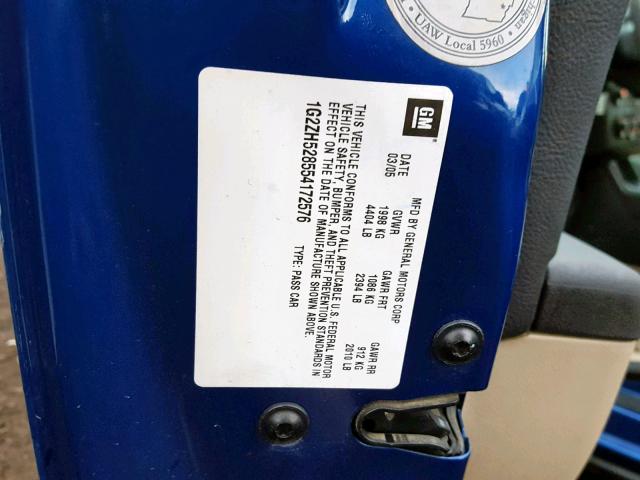 1G2ZH528554172576 - 2005 PONTIAC G6 GT BLUE photo 10