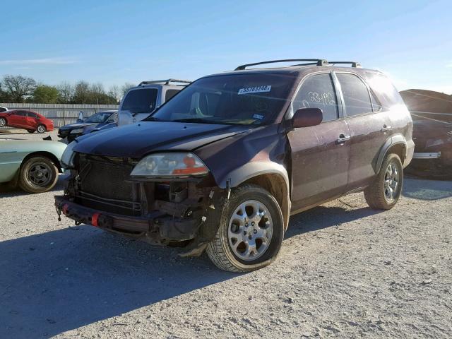 2HNYD18811H539676 - 2001 ACURA MDX TOURIN BURGUNDY photo 2