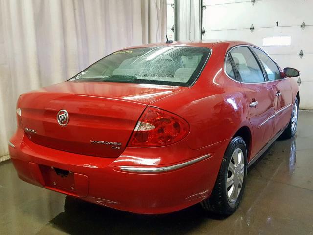 2G4WC582381170840 - 2008 BUICK LACROSSE C RED photo 4