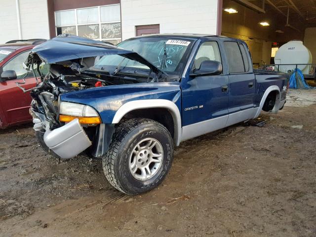 1B7HG48NX2S584887 - 2002 DODGE DAKOTA QUA BLUE photo 2